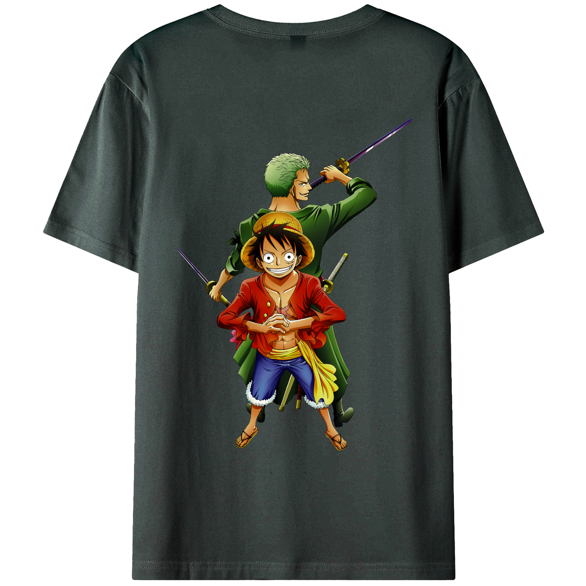 ワンピース モンキー・D・ルフィ ONE PIECE Monkey D. Luffy 綿100％ メンズ半袖Tシャツ（バックプリント） 通気性